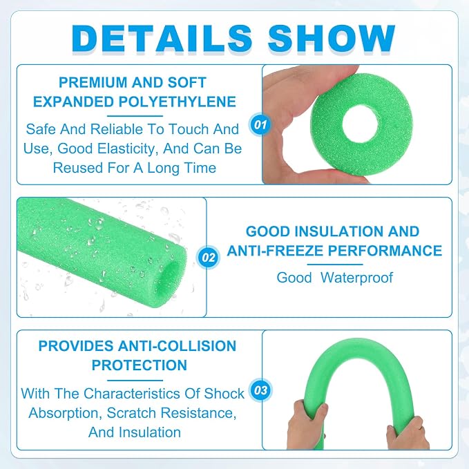 PATIKIL Pipe Insulation Foam Tube Foam Pipe Tubing Covers Tea Green 2Pcs | 1" - Image 3