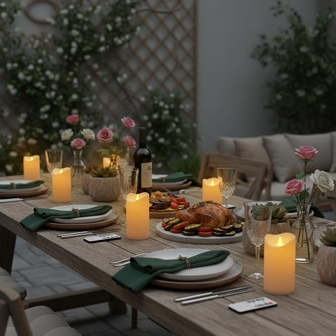 Flameless Candles 3"D X 6"H Set of 12 Outdoor Indoor Ivory Pillars Battery - Image 5