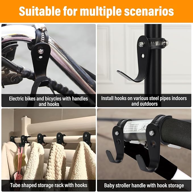 Tube Rod Hooks, for 0.71"-1.26" in Inner Dia Adjustable Rod, Bathroom Wardrobe - Image 6