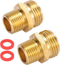 2 Pack 3/4" GHT to 3/4" NPT Male Connector, Brass Garden Hose Fitting, Male by Sanpaint
