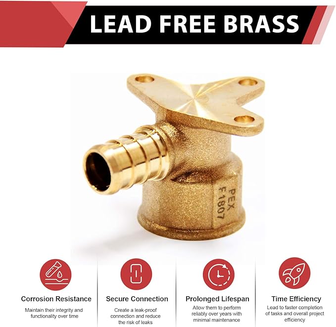 Pex Fitting 1/2 Inch x 1/2 Inch Female NPT Drop-Ear Elbow Brass, | PEX Brass - Image 4