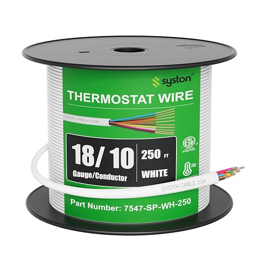 Syston 18/10 Thermostat HVAC Cable Wire, 100% Solid Copper, Riser/CL3R/CMR | 18 by SystonCableTechnology