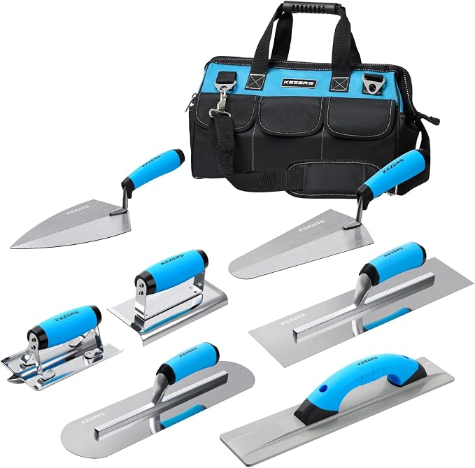 KEZERS 8-in-1 Concrete Finishing Tools Kit: Magnesium Float, Finishing & Pool by KEZERS