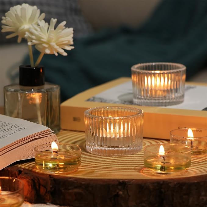 24 Pack Tea Light Candle Holders, Glass Clear Tealight Candle Holder | Votive - Image 3