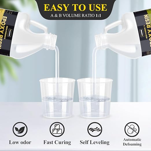 TAKIMO 1 Gal 3X UV Resistant Crystal Clear Epoxy Resin Kit, 1:1 High Gloss | - Image 2