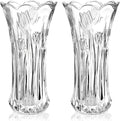Dicunoy Set of 2 Glass Flower Vase, 9.5" Large Flower Vases by Dicunoy