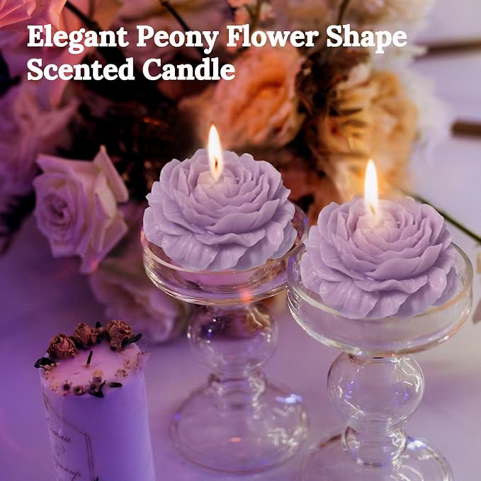 Purple Peony Flower Shape Candles - Image 3