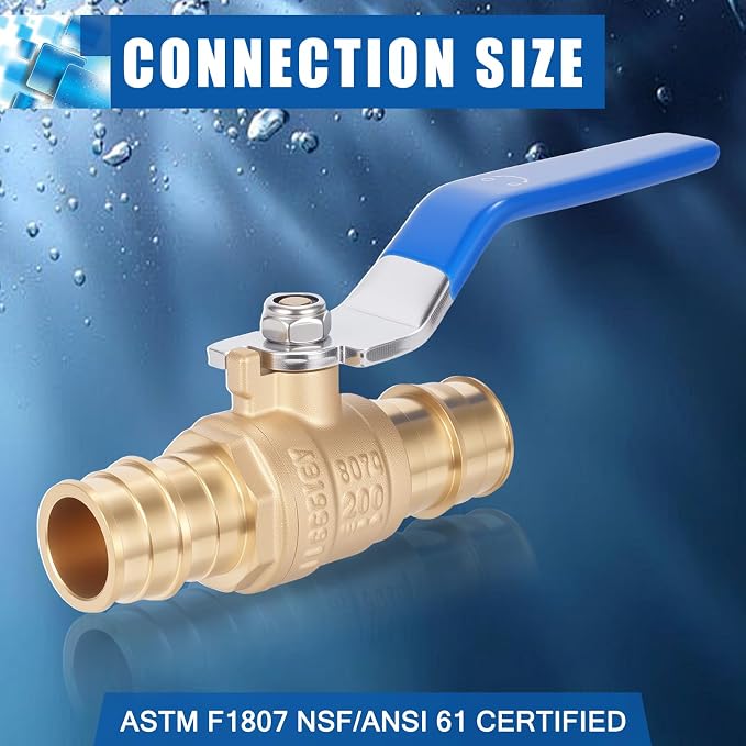 1/2-inch Pex A Ball Valve, Brass Full Port Water Shut Off Ball Valve - Image 4