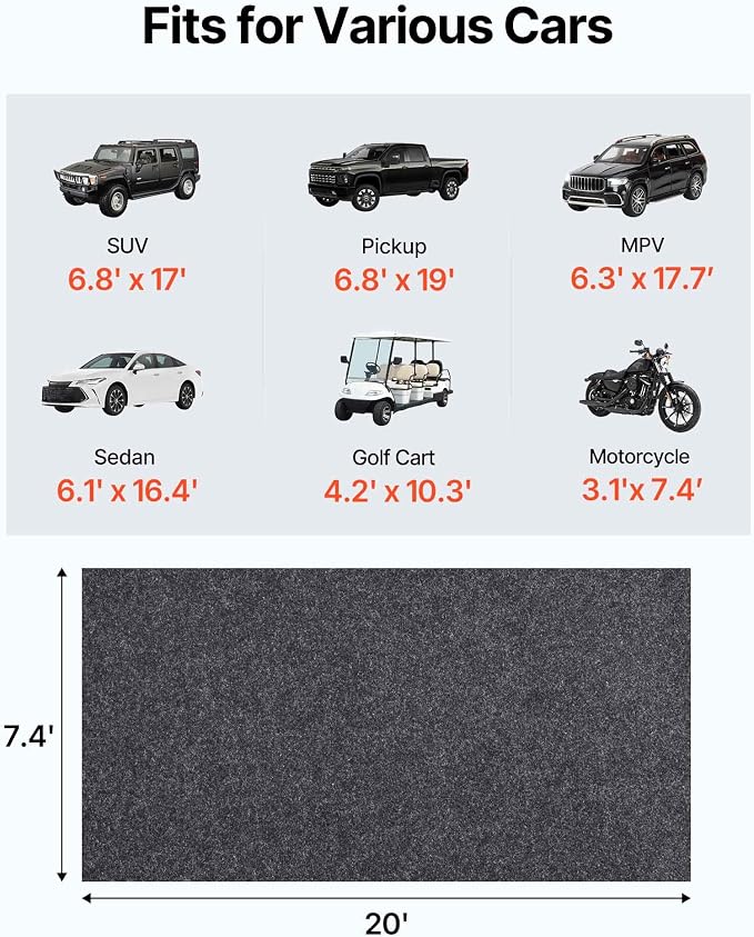 VEVOR Garage Floor Mat, 7.5'x20' Oil Spill Mat Waterproof Protection from Water - Image 2