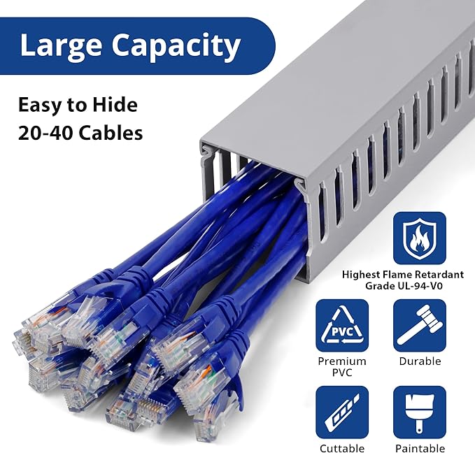 2" H x 2" W Cable Raceway, 99in Under Desk Wire Management Channel, 16.5in Each - Image 3