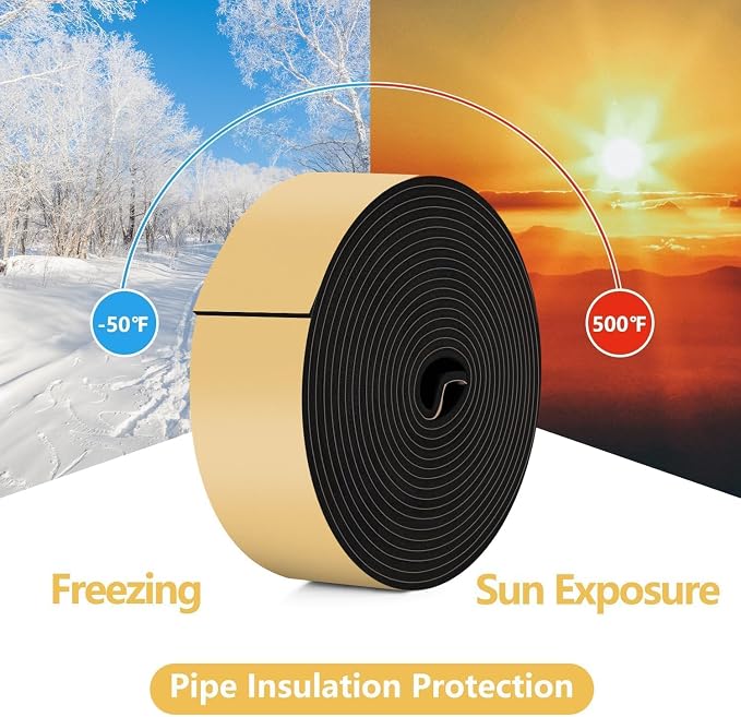 DEMEDO Pipe Insulation Tape, Pipe Wrap Insulation Foam Tape Self Adhesive - Image 6