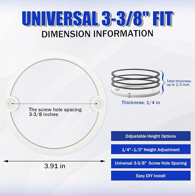 3-3/8" Shower Drain Height Extension Kit, Universal Shower Drain Extender | - Image 2