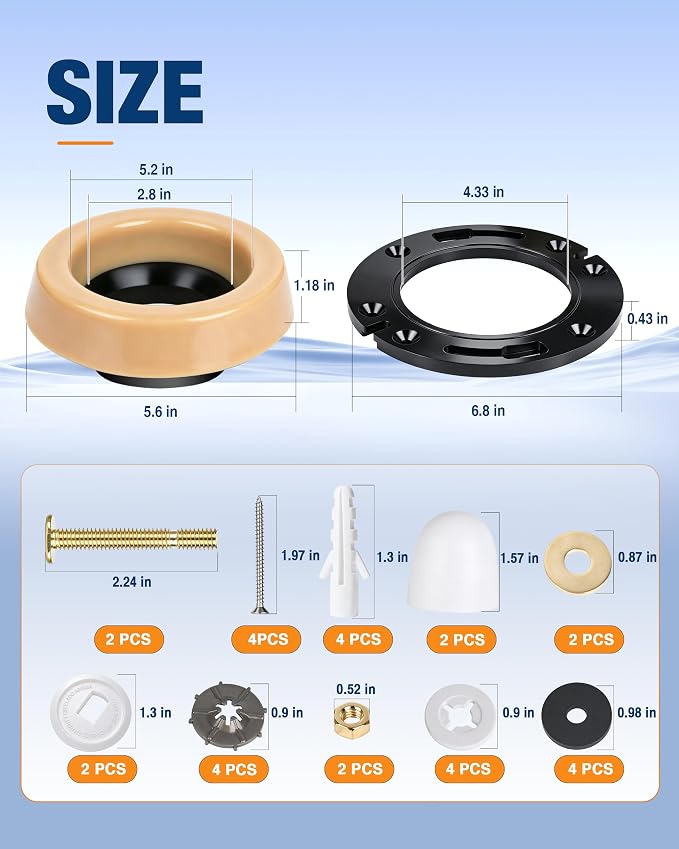 Jamini Toilet Flange Kit with 1.18in Wax Ring – Easily Repair Leaks and - Image 7