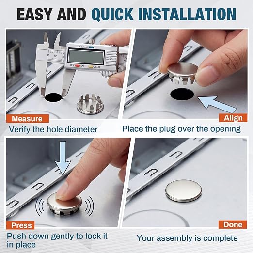 Hicarer 30 Pack Fit 1/2inch ＆ 3/4inch Hole Metal Hole Plugs, Nickel-Plated - Image 4