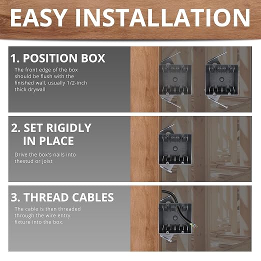 32 Cu in 2-Gang PVC New Work Nail On Electrical Outlet Box, grounding - Image 5