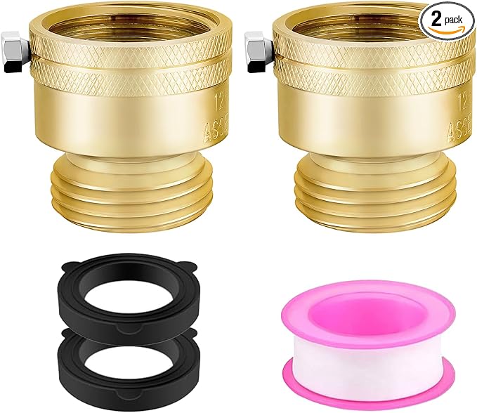 2 PCS Brass Vacuum Breaker Set 3/4 Inch GHT Solid Brass Anti-Siphon Bib Valve by wantmatch