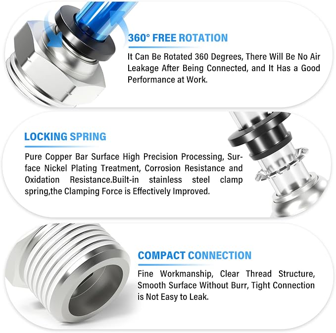 TAILONZ PNEUMATIC Male Straight 6mm Tube OD x 1/2 Inch NPT Thread Push to - Image 3