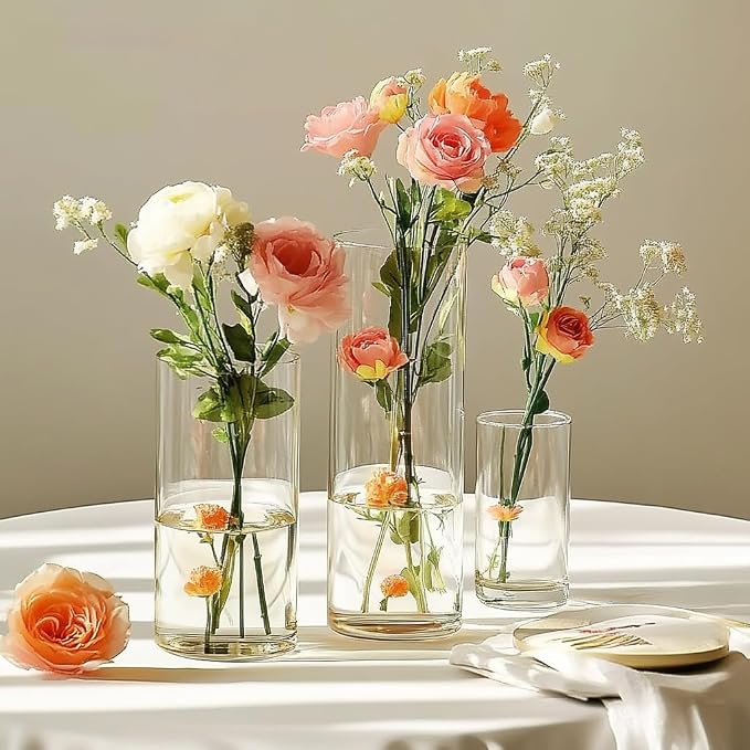 20 Pack Glass Cylinder Vase for Centerpieces, 7.48 and 7.87 inch Candle Flower - Image 5