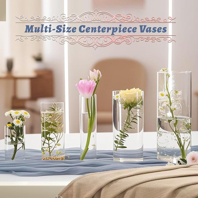 KRNDUMA Glass Cylinder Flower Vases - Image 6
