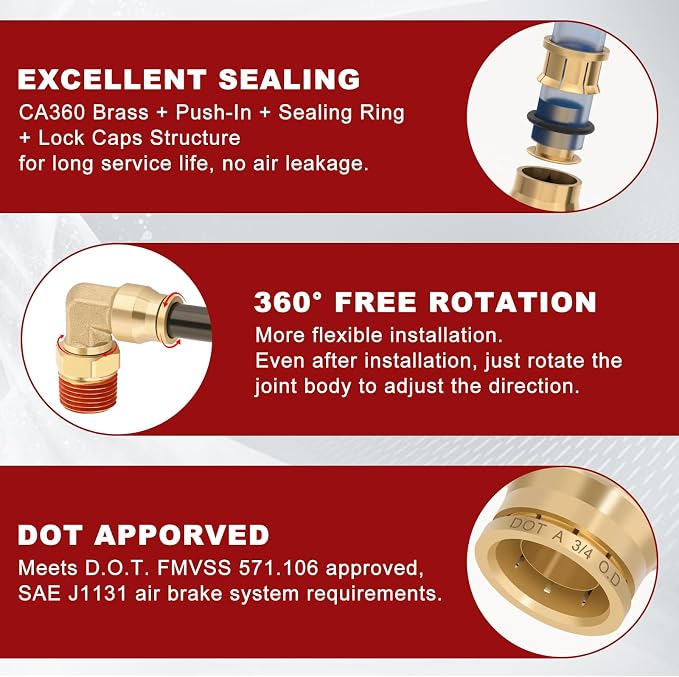 90° Swivel Male Elbow, 3/4" Tube x 3/8" NPT, DOT Approved 2PCS | - Image 4