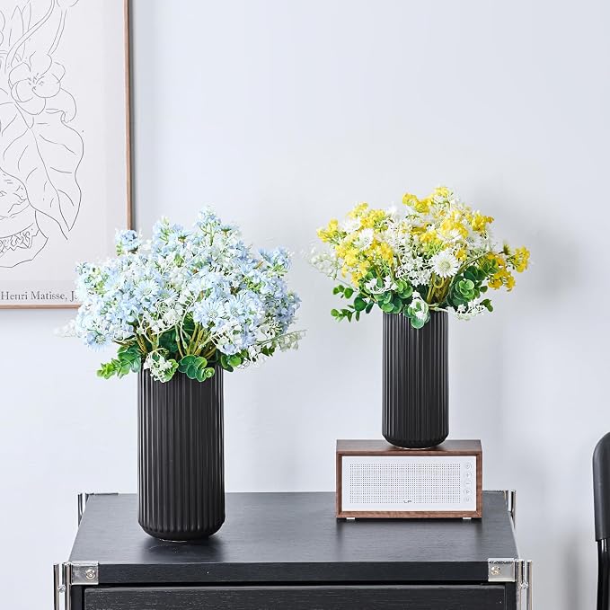 Black Ceramic Flower Vase for Pampas Grass, 8 inch Small Decorative Centerpiece - Image 6