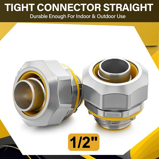 Gisafai 10 Pcs Liquid Tight Connector Straight Insulated Zinc Die Cast Metal - Image 5