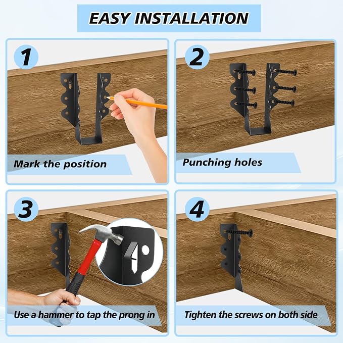 24 Pcs 2"x 6" Joist Hanger|Q235B Steel Face Mount Joist Hangers | Black Powder - Image 4