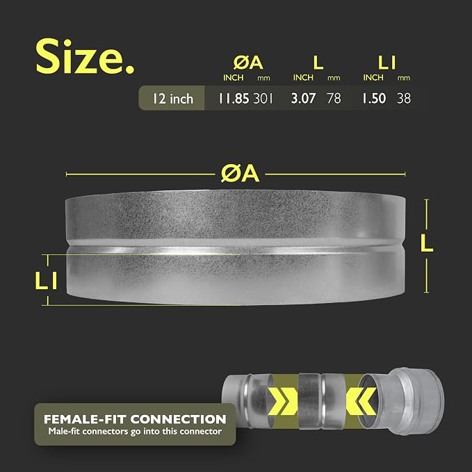 12 Inch Duct Fitting Connector for HVAC Ducting - Image 2