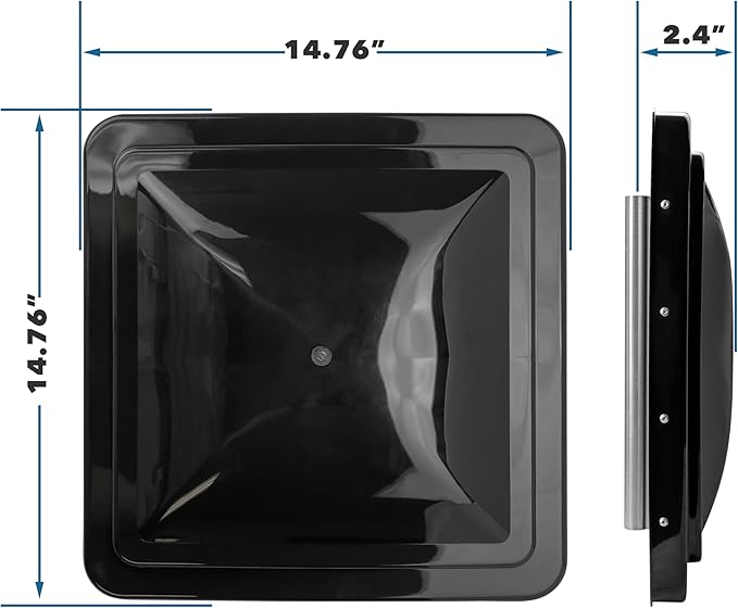 2 Packs 14 Inch RV Roof Vent Cover Replacement Vent Lid Black - Image 2
