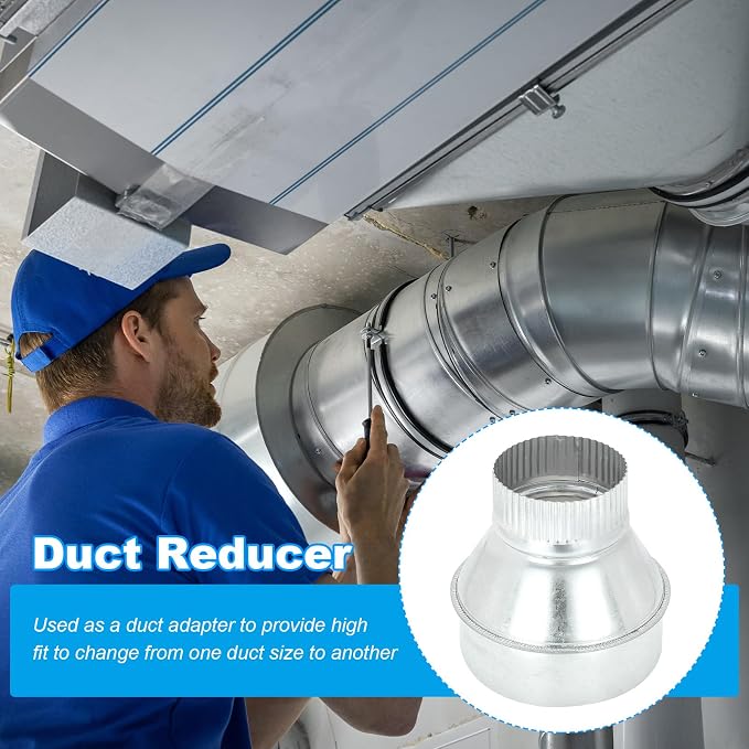 PATIKIL 5 Inch to 3 Inch Duct Reducer, Galvanized Steel Round Air Duct Reducer - Image 4