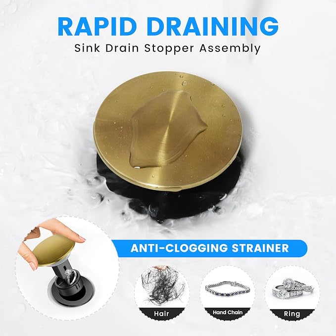 Bathroom Sink Drain with Overflow with Hair Catcher Anti-Clog Sink Strainer - Image 4