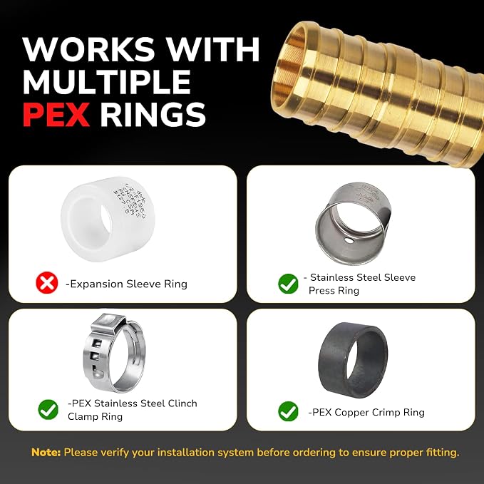 1/2" Pex Coupling, Pex Fittings, Heavy-Duty Brass Crimp Fittings - Image 7