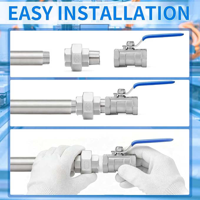 ChillWaves 304 Stainless steel Cast Pipe Fitting, Union，1-1/2" NPT Male x - Image 7