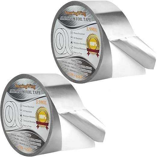 2PCS Premium Aluminum Foil Duct Tape, High Temperature Heavy Duty Insulation by SmaringWing