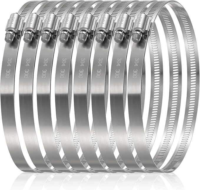 Boao Adjustable 304 Stainless Steel Duct Clamp Hose Clamp, 8 Pieces, 12 Inch - Image 3