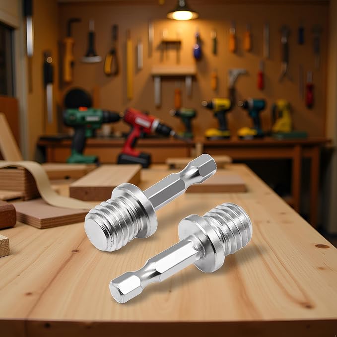 2pcs Silver Outer Conversion Rod M10+M14 Woodworking Hex Socket Adapter - Image 9
