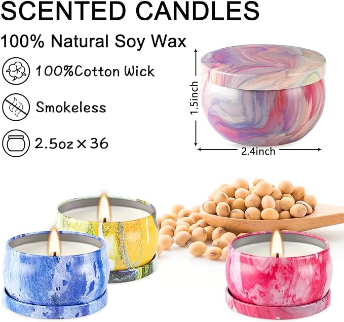 YOROXRG Scented Candles Gifts Set 24 Pack Soy Wax Travel Tin Jar Candles - Image 4