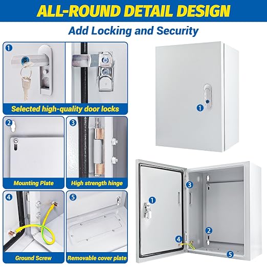 Electrical Box 12 x 10 x 8'' Steel Electrical Junction Box，NEMA 4X Steel - Image 4