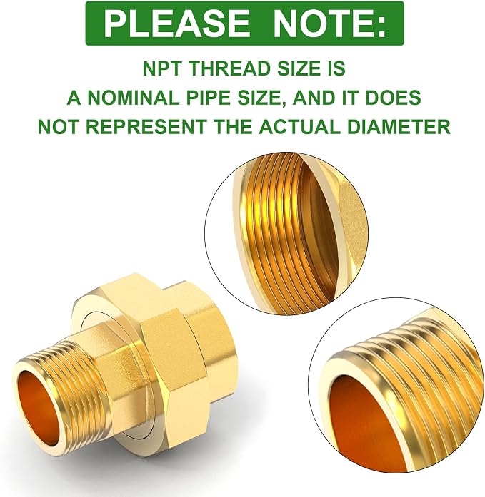 1PCS Brass Union，1-1/2" NPT Male x 1-1/2" NPT Female Brass Pipe Fitting - Image 3