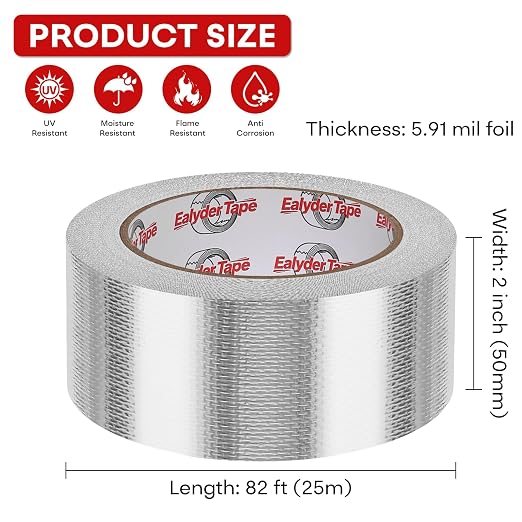 2" x 82Ft Aluminum Foil Heat Shield Tape Fiberglass Thermal Tape | High temp - Image 5