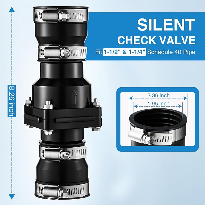 Tellingyou Sump Pump Check Valve Fits 1-1/2 inch or 1-1/4 inch Pipe | Slip On - Image 2