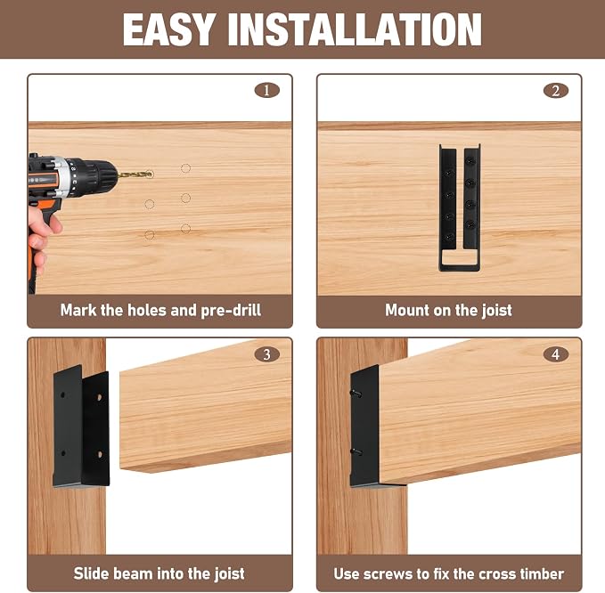 16-Pack 2x6 Joist Hanger Brackets Concealed Flange Lumber Connector | Carbon - Image 5
