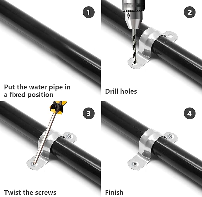 10Pcs 1-9/16 Inch Stainless Steel Conduit Clamps | Two Hole Strap, U Bracket - Image 5