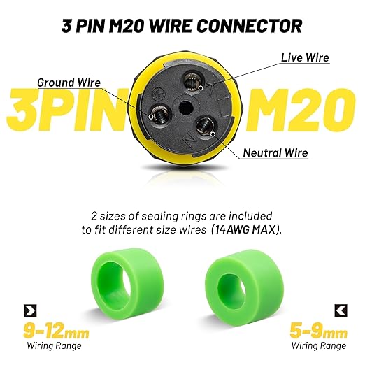3 Pole Electrical Junction Box IP68 Waterproof, UL Certified M20 Wire Connector - Image 5