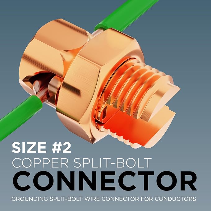 THE CIMPLE CO 10 Pack, Size #2 Copper Split-Bolt Connectors 2 AWG - Image 2