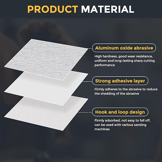 HARFINGTON 100 Pcs 6 Inch Sanding Disc 100 Grit White Aluminum Oxide | Hook and - Image 5