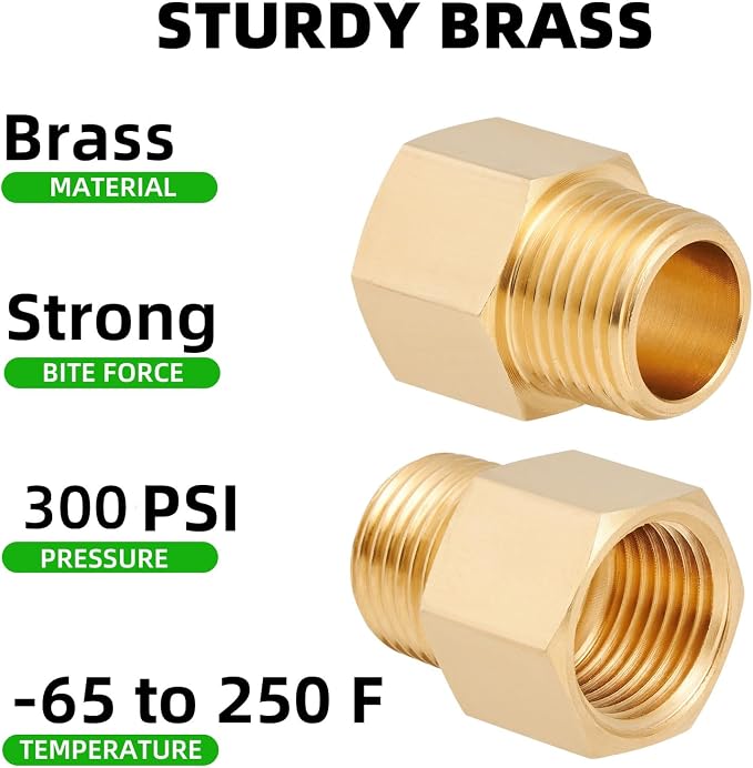Brass Pipe Fitting, 1/2 Inch NPT Male to 1/2 Inch NPT Female Brass Pipe Hose - Image 4