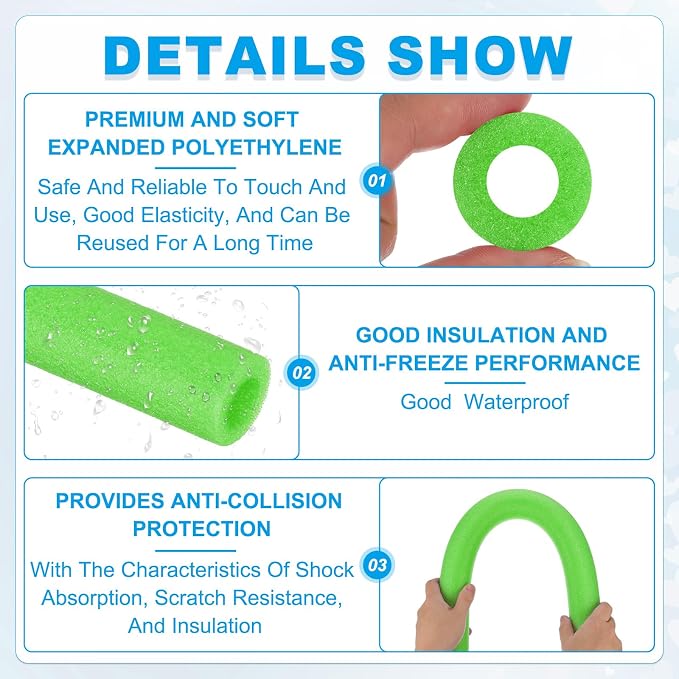 PATIKIL Pipe Insulation Foam Tube Foam Pipe Tubing Covers Green 2Pcs | 1" ID x - Image 3