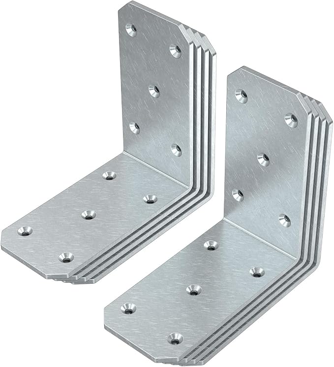 Heavy Duty L Brackets, 5x5 Inch, 300 LBS, Galvanized, 8 Pack | Carbon Steel by Unknown
