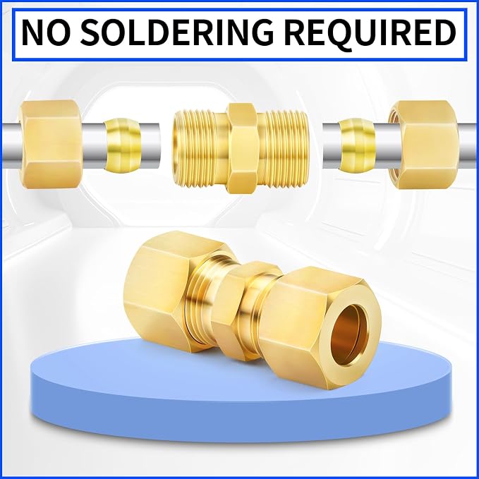ChillWaves Brass Compression Tube Fitting, 3/4" OD x 3/4" OD Compression Union - Image 7